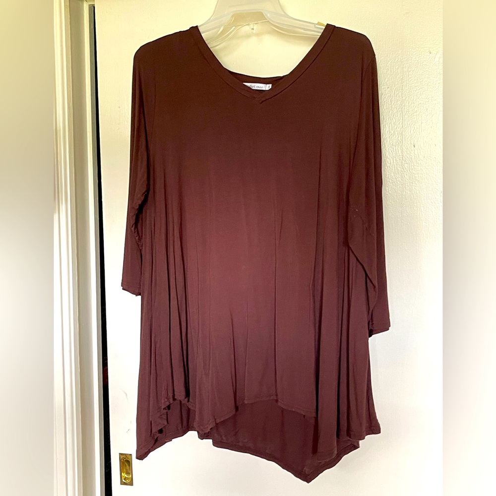 Plum cotton lightweight tunic long sleeve